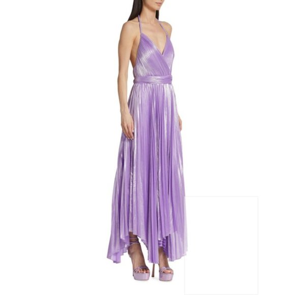 NEW Alice + Olivia Size 8 Women's Arista Lamé Halterneck Gown - Solstice - Picture 4 of 5